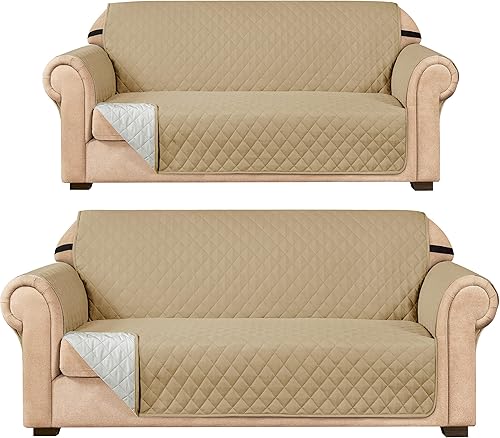 Miniatura 56 de SUBRTEX Juego de funda de sofá incluye fundas de sofá biplaza y silla, protector reversible de muebles de primera calidad con correas elásticas para