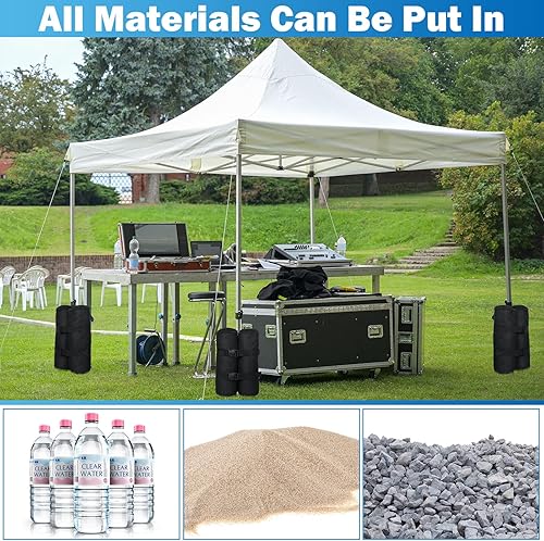 Miniatura 6 de 8 bolsas de peso para toldo de 480 libras, tamaño grande, 1680D pesos resistentes para patas, bolsas de arena para toldo, tienda de campaña, bolsa