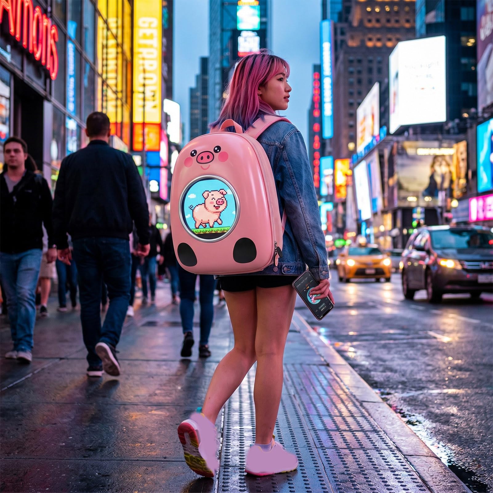 APP Control LED Backpack z Pełnokolorowym Programowalnym Ekranem | Wyświetlacz tekstu obrazu animacji GIF, wodoodporna lekka torba bagażowa dla studentów, profesjonalistów, na imprezy,