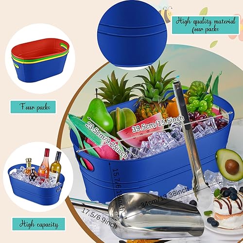 Miniatura 2 de 4 tinas de bebidas galvanizadas aisladas con 2 cucharas de hielo y 2 pinzas de acero inoxidable, cerveza fría, bebidas galvanizadas, fiestas en