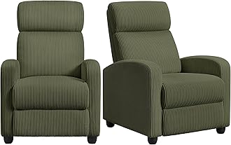 Yaheetech 2-Seat Corduroy Pushback Recliner Chair Living Room Chair with Thick Seat Cushion and Backrest Reclining Chair for Living Room Dark Green
