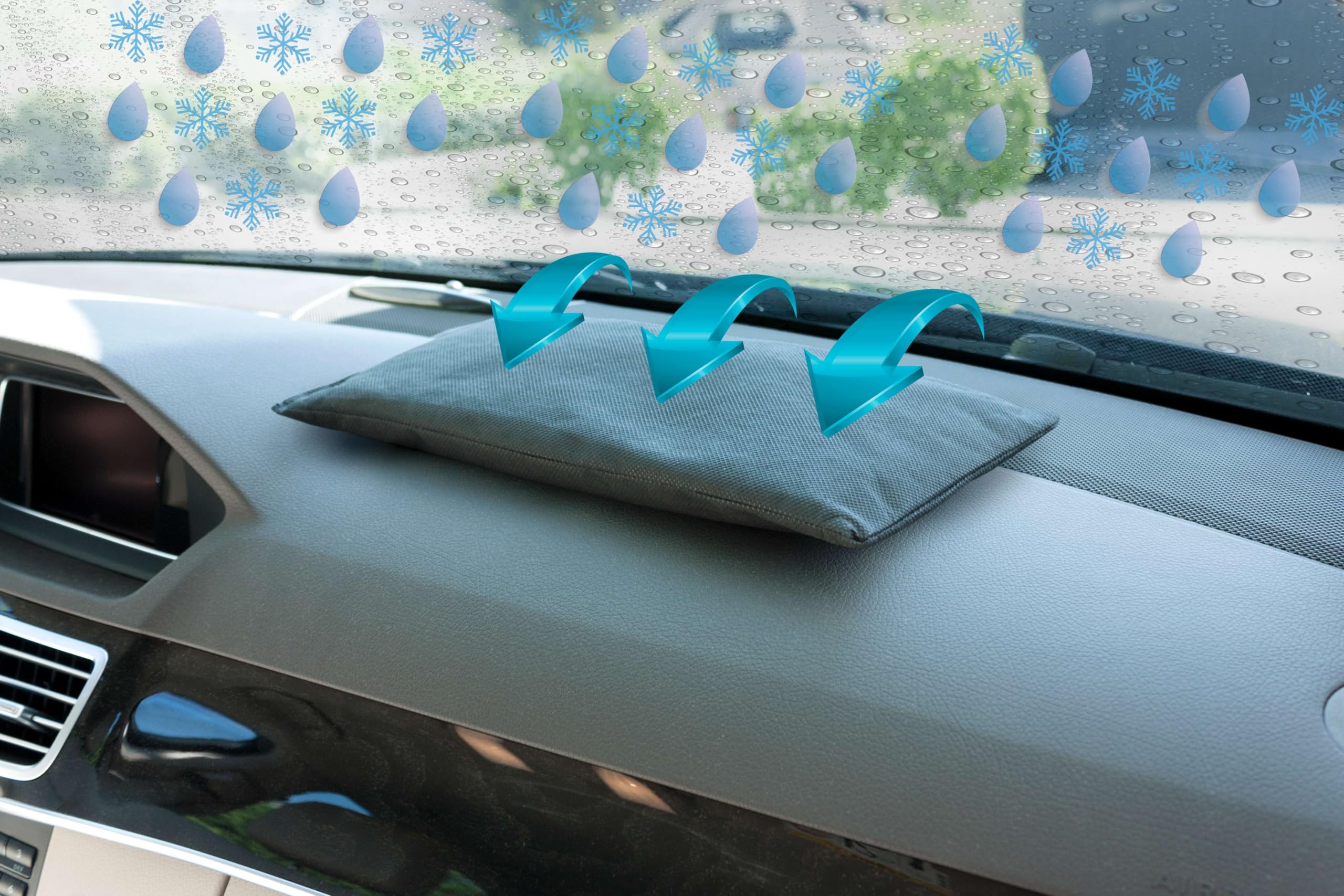 Walser Déshumidificateur de Voiture, Coussin déshumidificateur réutilisable, déshumidificateur Voiture Hiver/été, déshumidification de l'air intérieur Voiture 28x15x5 cm Noir