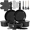 OzawaBear 23 Pcs Pots and Pans Set Non Stick, Ceramic Cookware Set Non Toxic with Detachable Handles, Healthy Induction Cookware Oven Safe RV Kitchen Set, PFAS PFOA & PTFE Free, Black