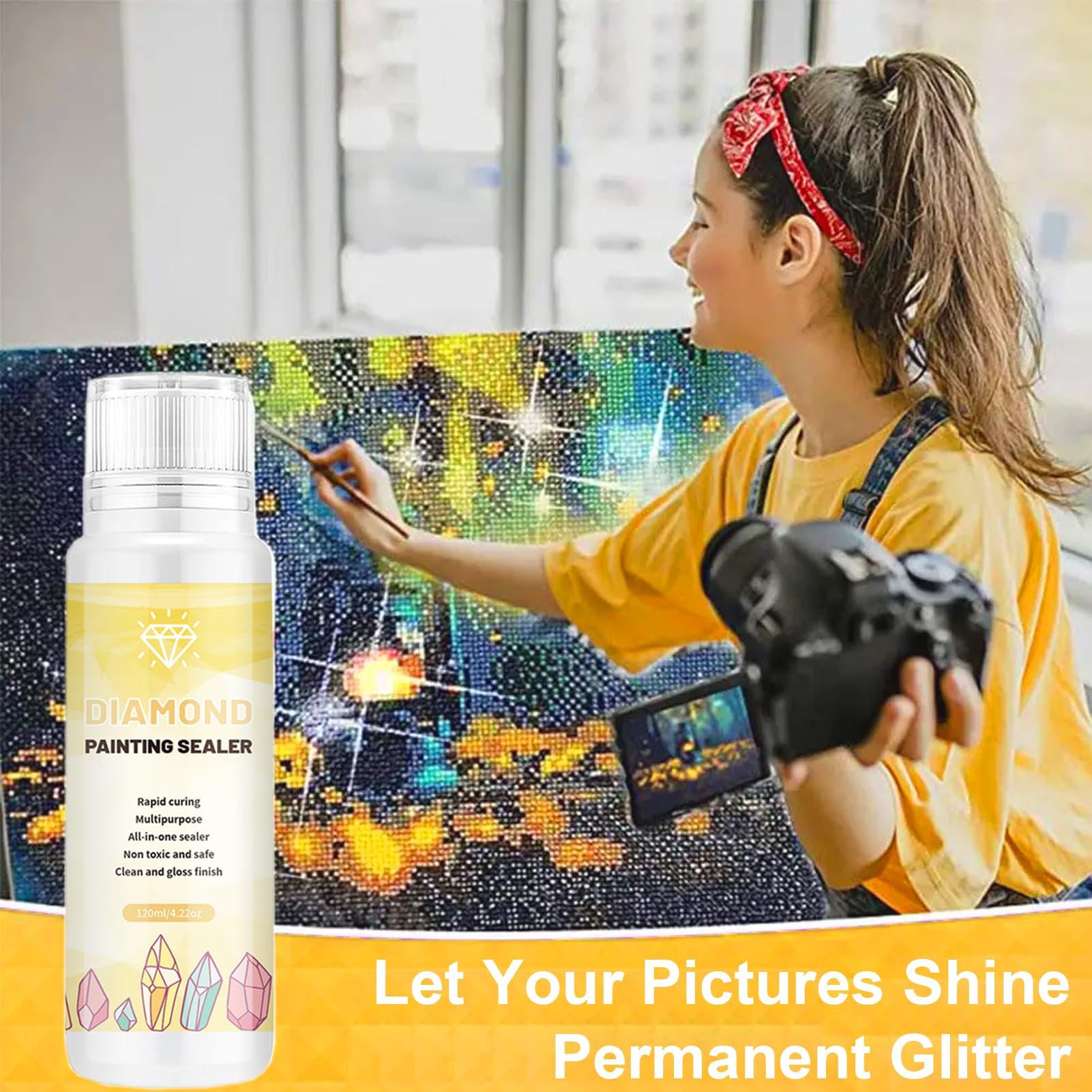 Sigillante Per Diamond Painting 5D - Colla Trasparente Per Fissare E Lucidare Diamanti (100g X2)