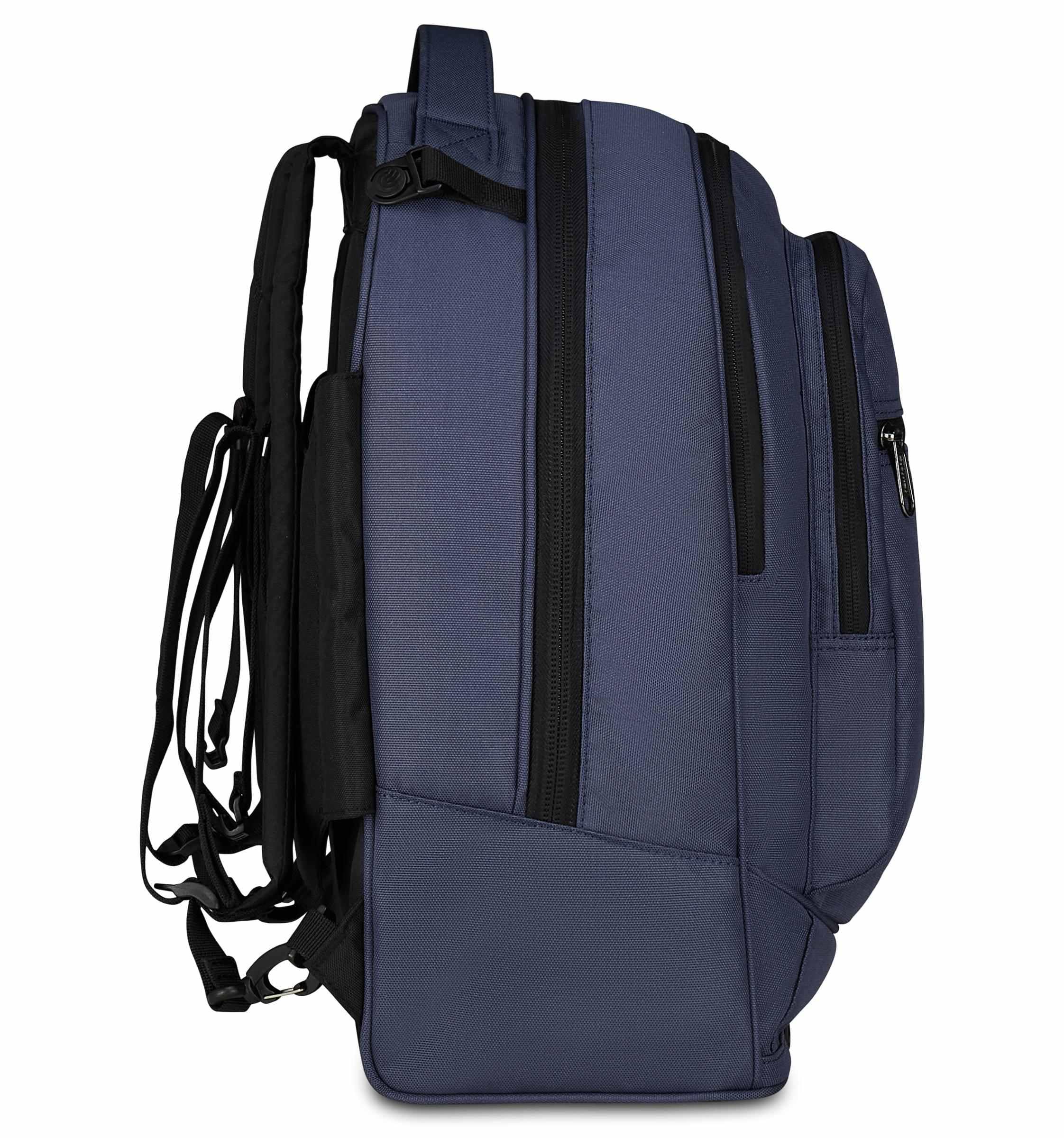 Invicta Trolley Scuola Plug, Blu, 3 in 1, Zaino Doppio Scomparto Con Carrello Sganciabile, Tasca Per PC, Tasca Per Borraccia, 34 lt, Scuola Media e Superiore, Viaggio, Zaino Ragazza e Ragazzo