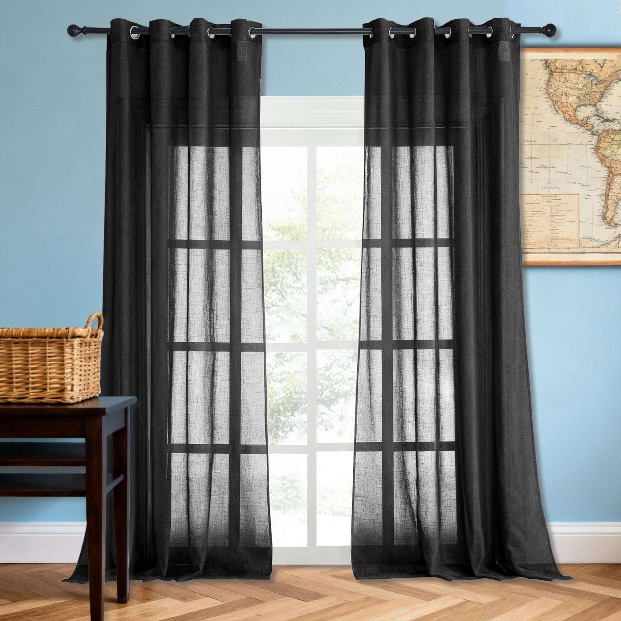 Rideau de Fenêtre Noir Semi Transparent pour une Chambre Cocooning