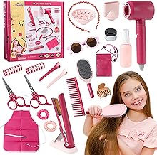 Hair Salon Set for Children, 22 Pieces Beauty Set for Hairdressers and Cosmetics, Fashion Barber Game, Toy Accessories, Hairdressing Game Set for Children 3 4 5 6 7 Years