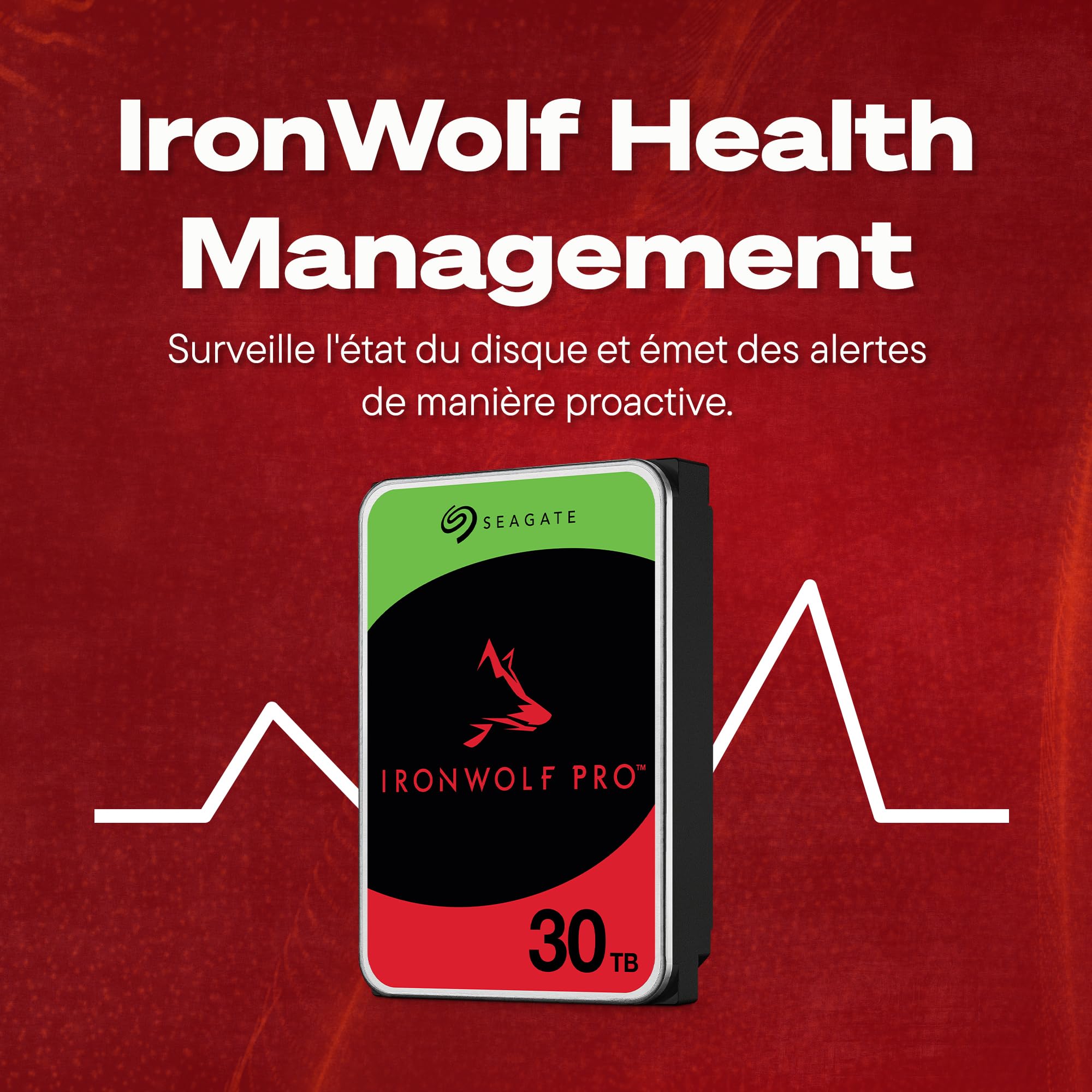 Seagate IronWolf Pro 30To, NAS Internal Hard Drive, 3.5", 7200 U/Min, CMR, 512 MB Cache, SATA 6 GB/S, Data Rescue Service (ST30000NT011)