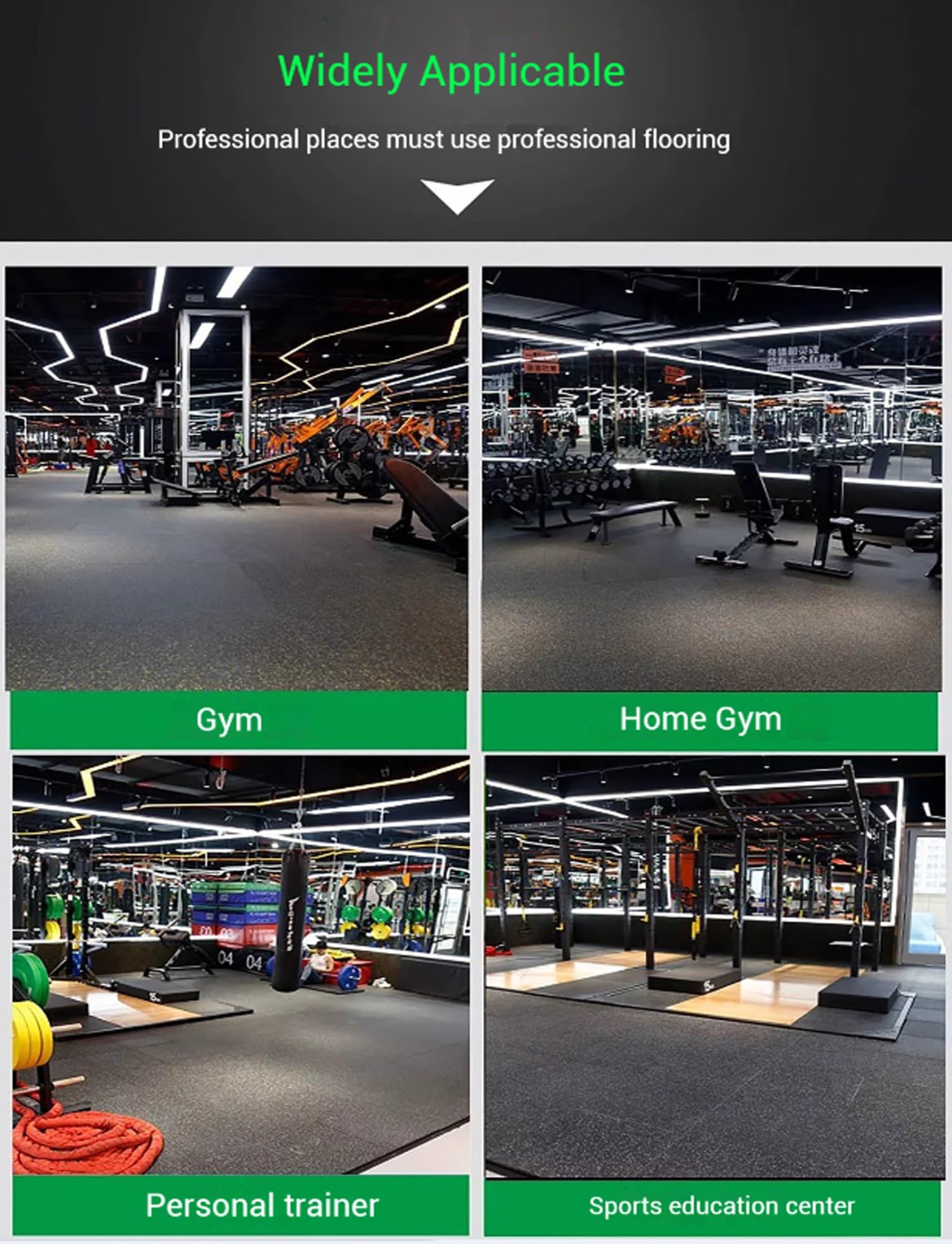 Piastrelle in gomma for il fitness da 20 mm (piastrelle da 20 x 20 pollici) Tappetini in gomma ad incastro for palestra domestica, tappetini for esercizi, tappetini for attrezzature e pavimenti for sa