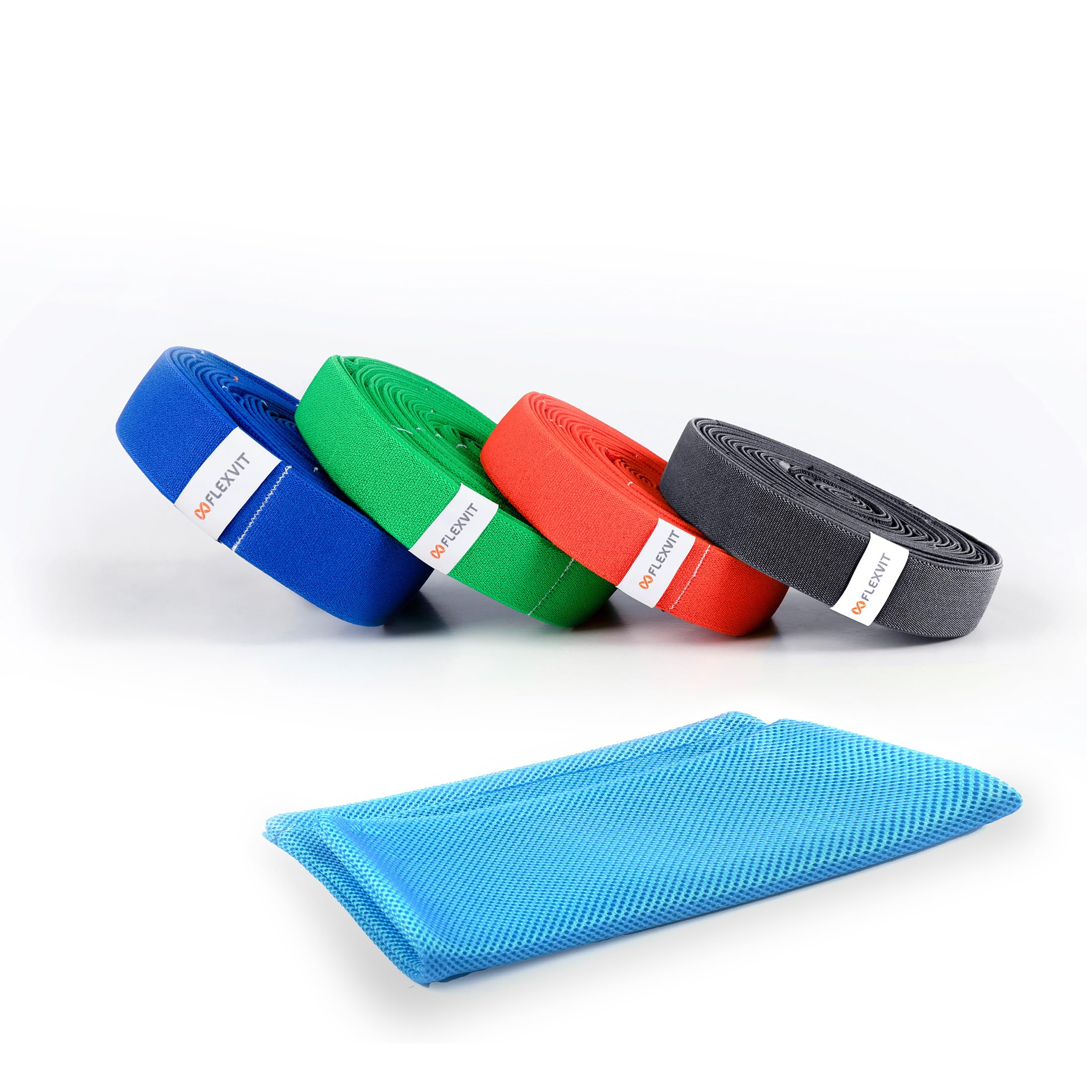 FLEXVIT Multi 4er Set final4 Fitnessbänder, Set für abwechslungsreiche Workouts und Krafttraining zuhause, Perfekt für Trainer, Familien oder Praxen