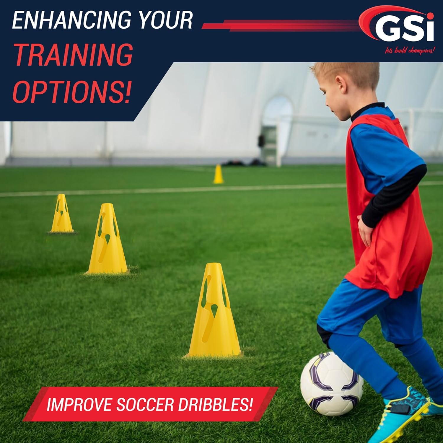 GSi Hurdle Training Cones | Multi Pack Sets | Dual Purpose Agility Cones with Holes | Ideal for Soccer, Kids, Dog, and Sports Training