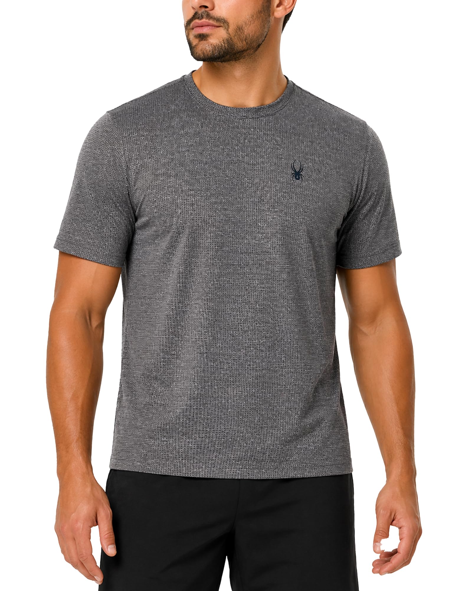 Spyder Mens Athletic Shirts - Moisture Wicking Short Sleeve Crewneck Workout Shirts for Men, Athletic Tops for Gym & Running, Polar, Medium