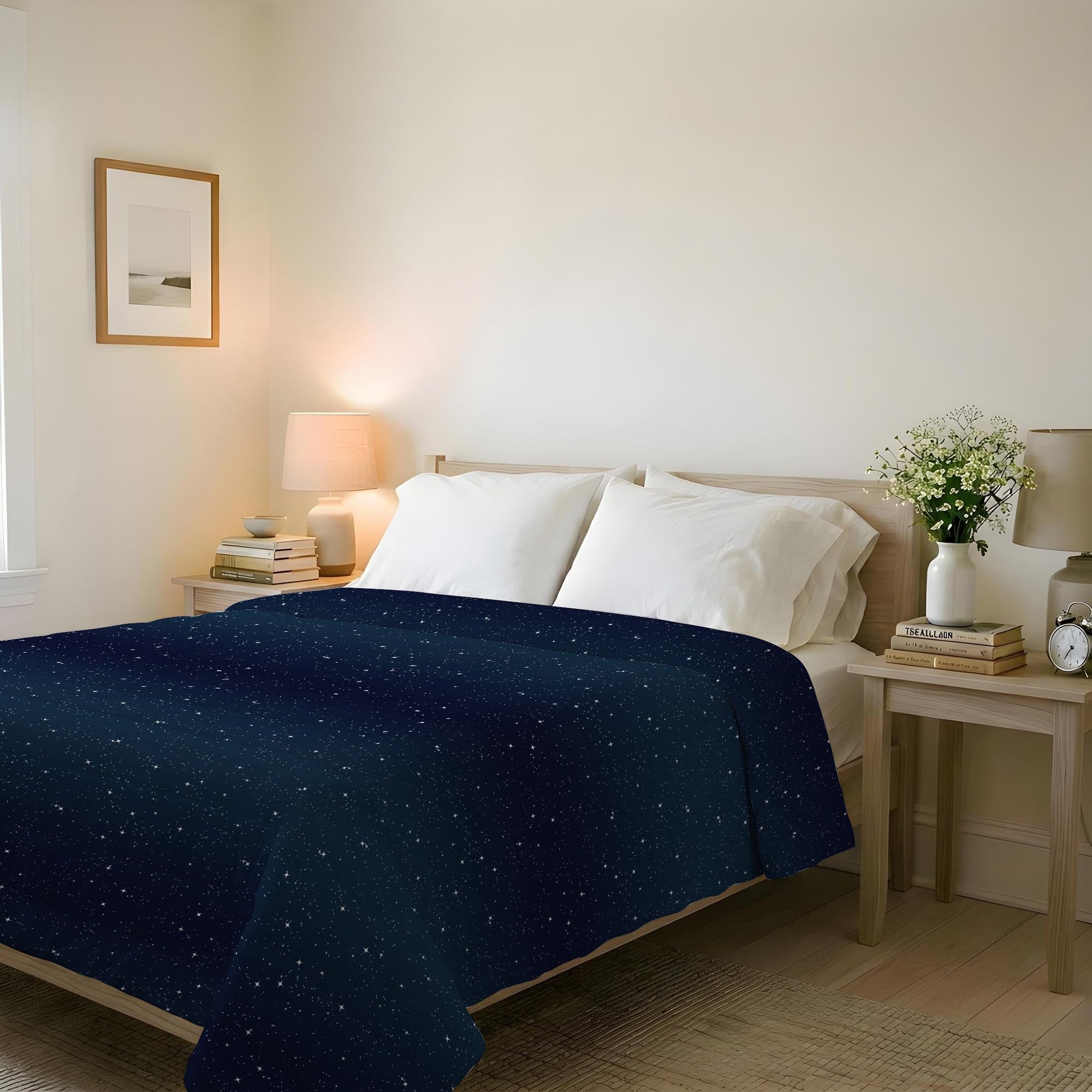 Italian Bed Linen BASIC Printed Summer Quilt, Microfibre, Stars, Double 250 x 240 cm
