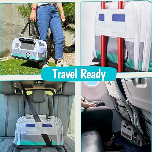 Vista 6 de Kittyrama - Transportador para gatos 2 en 1 de lados suaves y escondite en el hogar - Transportador calmante recomendado por veterinarios, Roamer