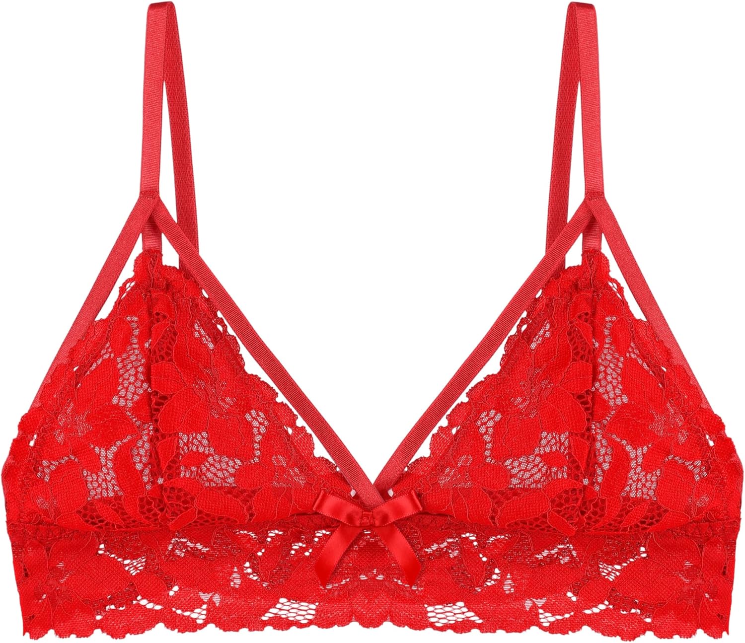 Womens Lace Bra No Underwire Unlined Plunge Bandage Bowknot Bralettes