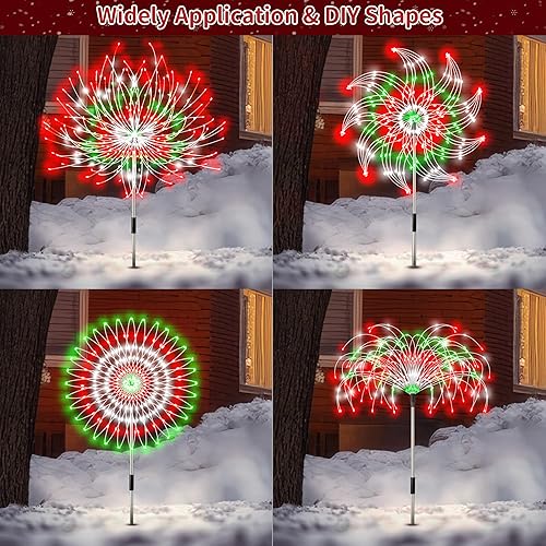 Miniatura 4 de Enhon Paquete de 4 luces de Navidad enchufables, 1440 luces LED impermeables para jardín, estaca con 8 modos para decoración de entrada, pasarela,