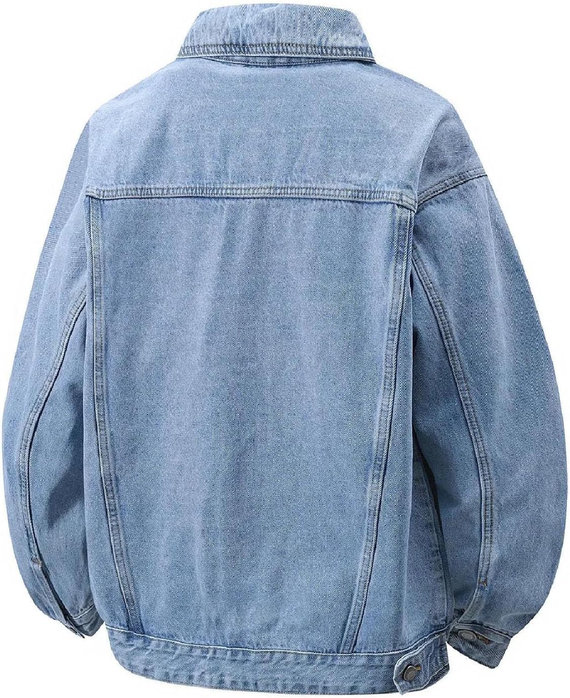 Men's Casual Light Wash Denim Jacket - Loose Spring Jean Coat Daily Outerwear