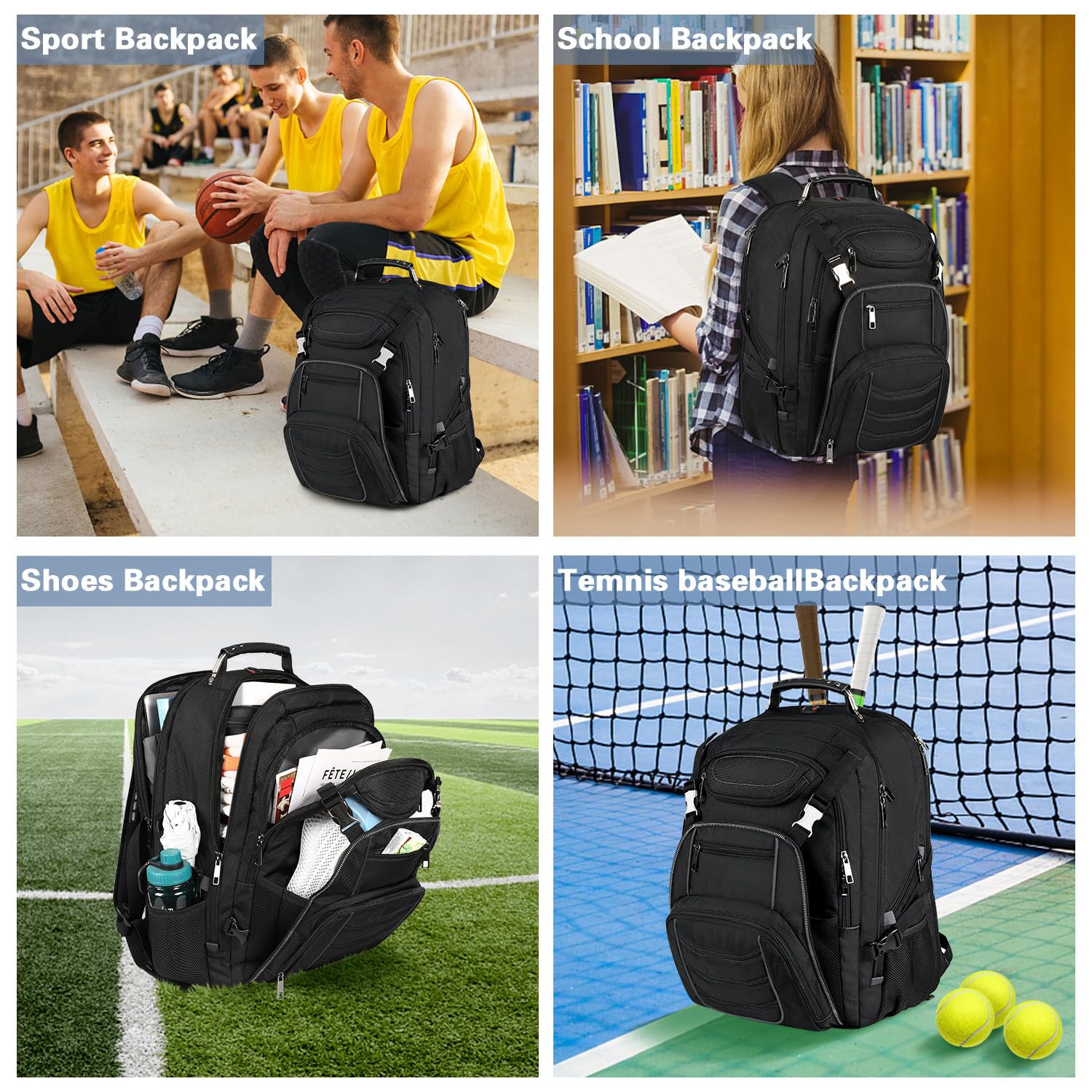 Zaino per computer portatile da 18,4 pollici, zaino da viaggio extra grande grande capacità borsa per computer resistente durevole scuola universitaria Bookbag, Rfid 18.4 Inch Grigio