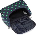 Yeiotsy Travel Cosmetic Bag for Women – Polka Dot Makeup Bag Organizer & Hanging Toiletry Bag (Navy Blue)