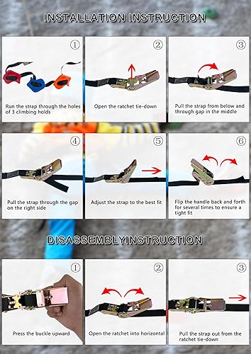 Miniatura 4 de KINSPORY Juego de 16 soportes para escalada de árboles y 6 correas de trinquete para árboles, kit de sujeción de roca de gran tamaño para escalada