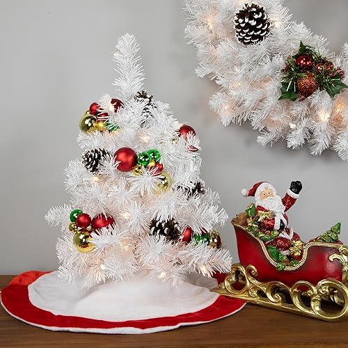 Miniatura 2 de Árbol de Navidad artificial blanco nieve mediano preiluminado de 18 pulgadas, luces transparentes