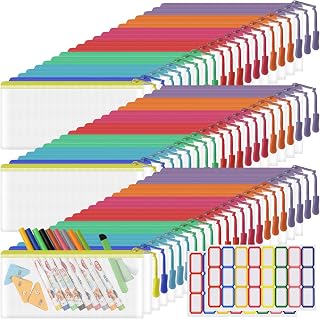 YOPCDJ 60 Pack Mesh Zipper Pouch Bags - Small, Clear Pencil Pouch Bulk, Travel Storage