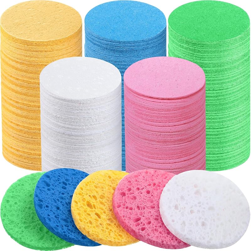 Amyhill 300 Esponjas Faciais Compactadas Descartáveis Coloridas