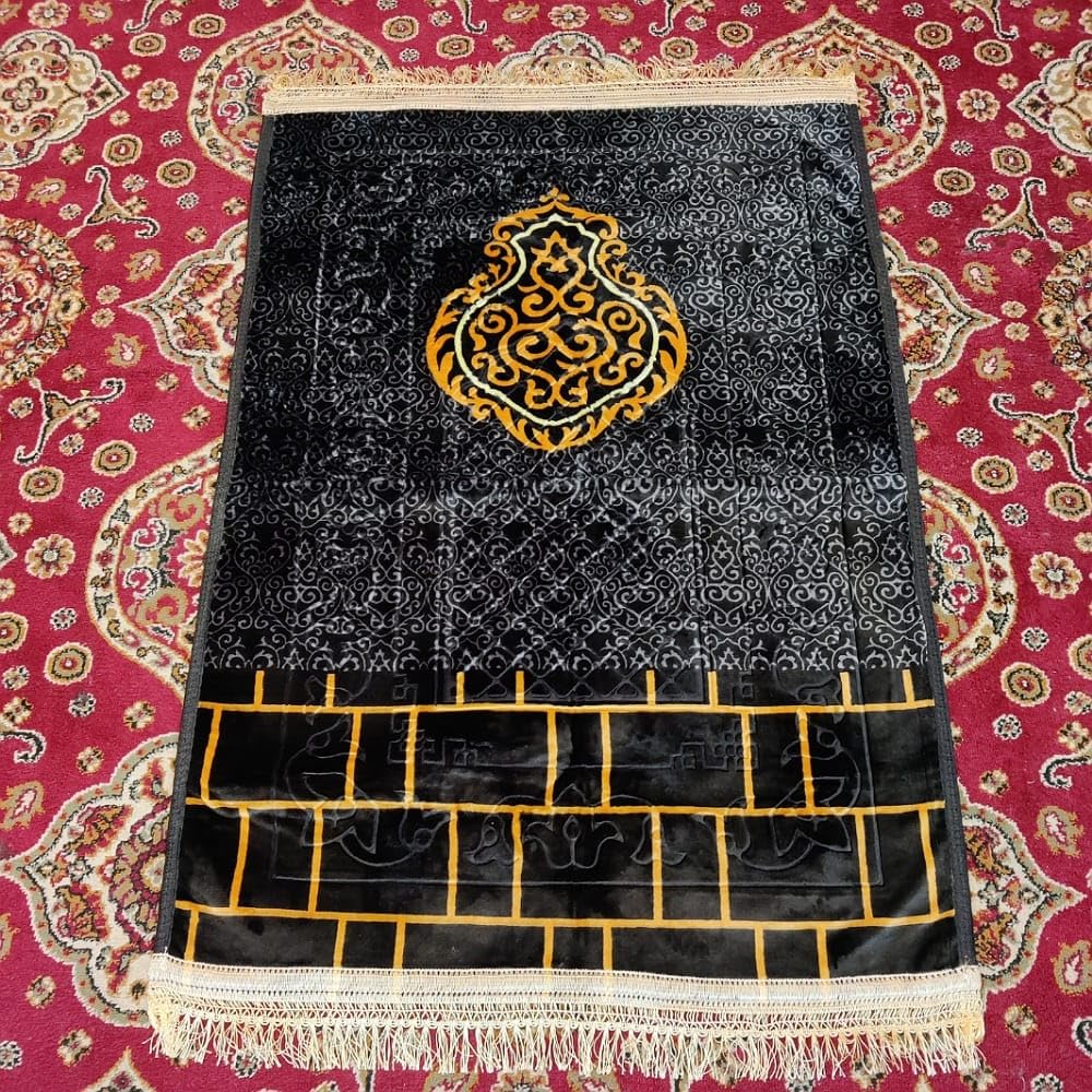 RBLISS CG Full Pure Velvet Prayer Mat | Premium Multicolour Velvet Prayer mat | Soft and Foldable | Perfect Islamic Gift and Colour | Pack of 1