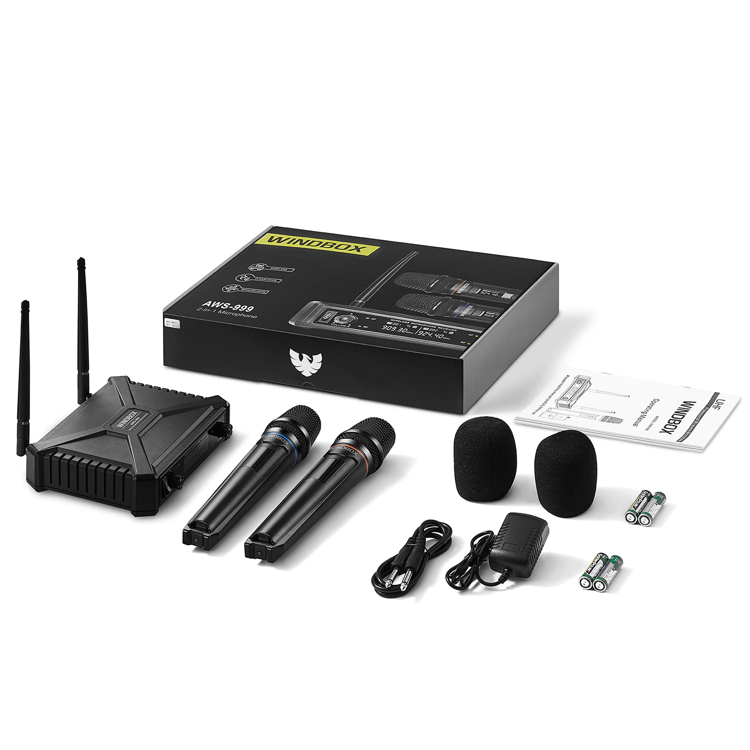 Wireless Microphone System, Professional Karaoke Microphone UHF Dual