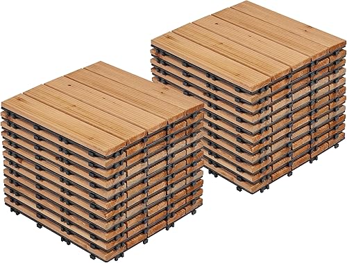 Yaheetech 33 baldosas de madera de 12 x 12 pulgadas entrelazadas para patio, jardín, balcón, revestimiento de suelo al aire libre para camino junto