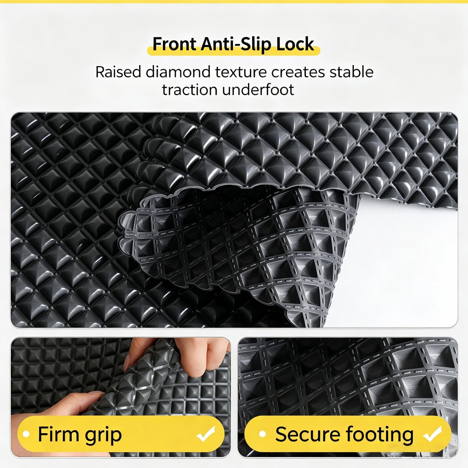 Alfombra Bañera PVC Suave Sin Olores Alfombrilla Ducha Resistente al Moho para Secado rápido Corte Personalizable Textura Cuadrada Flotante Base ahuecada Apto para ducharse