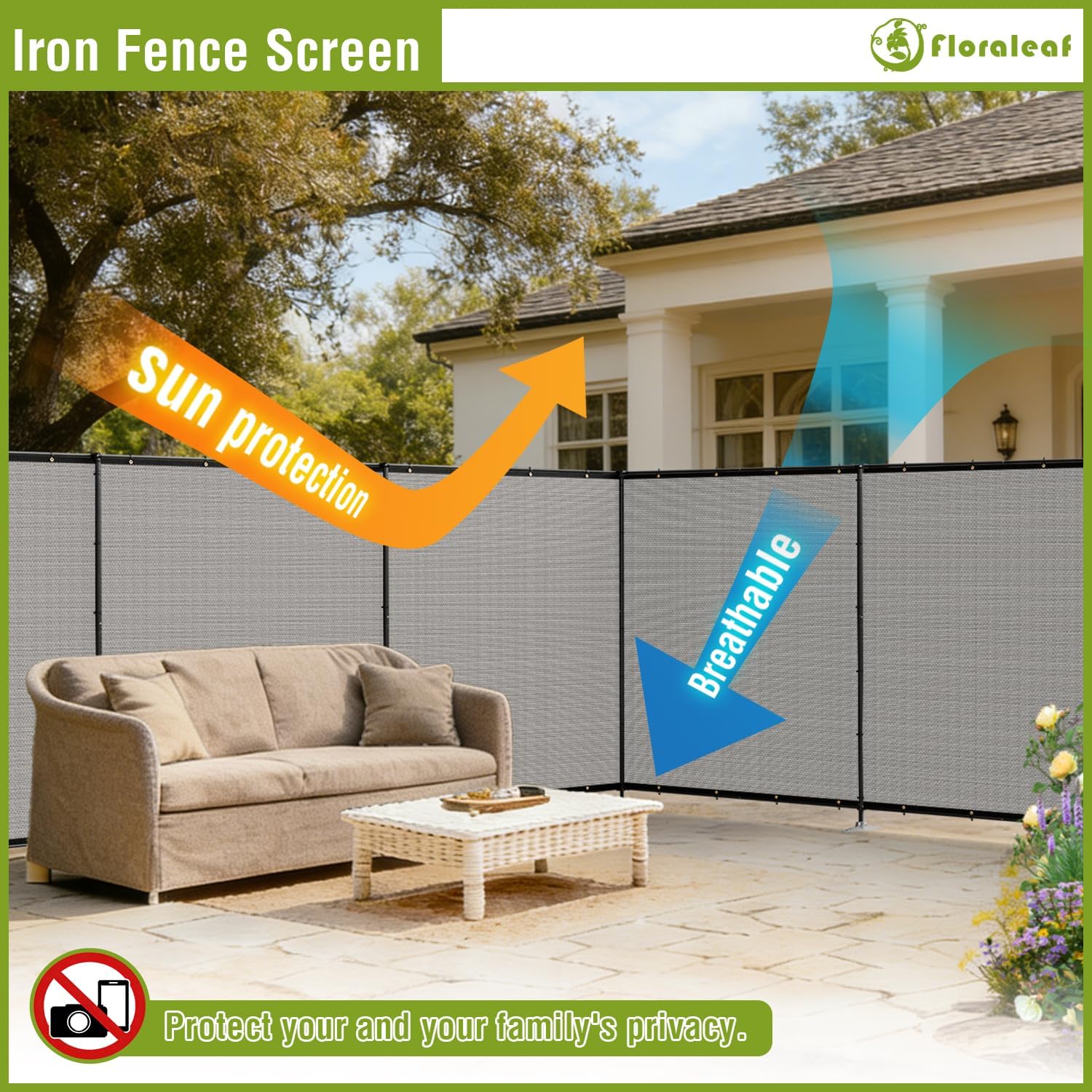 6'x24' Privacy Fence Sets with Iron Poles Outdoor Mesh Shade Net Cover Temporary Fencing Metal Fence with Ground Spikes for Patio Backyard Chicken Graden Pool, Light Gray