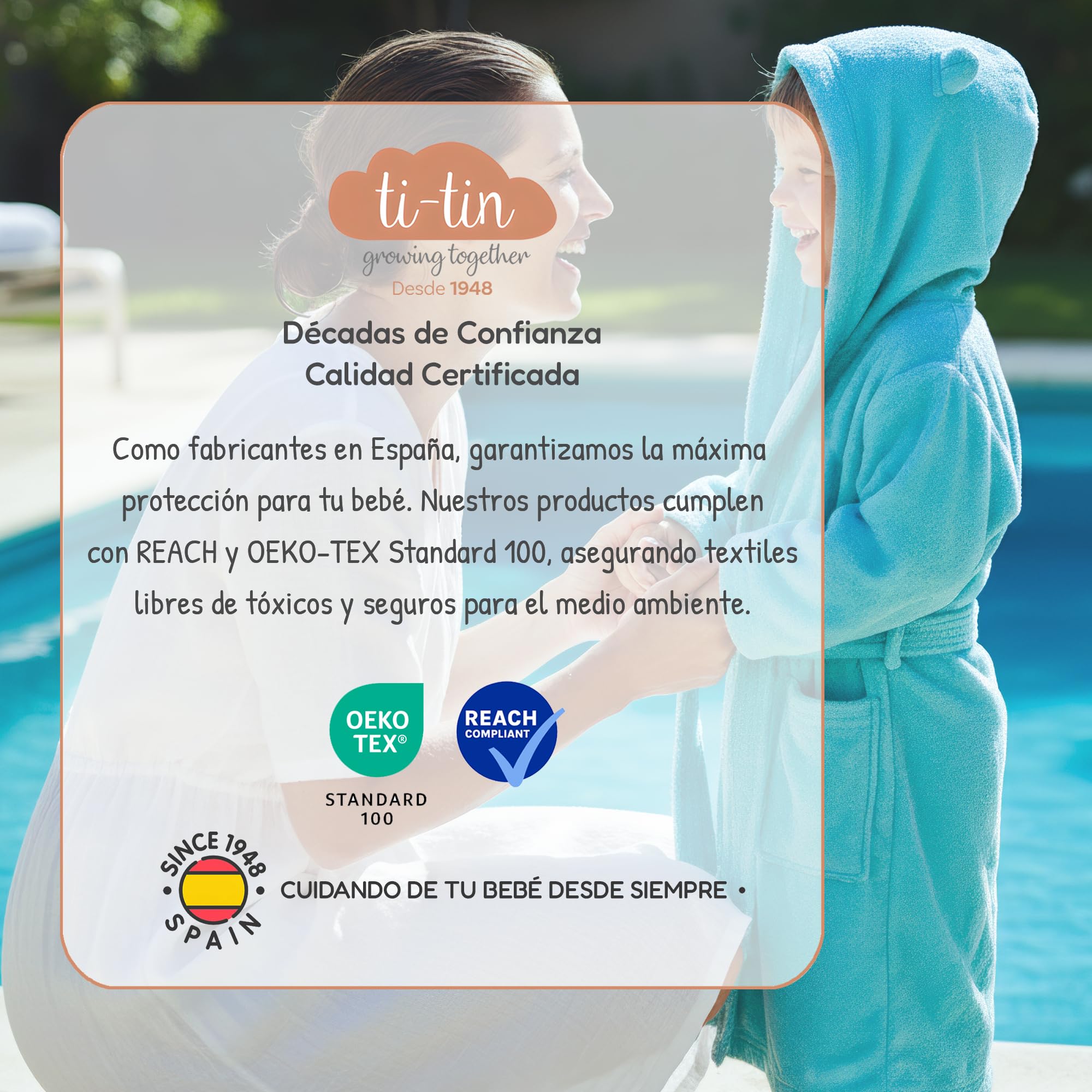 Albornoz Infantil Ti TIN con Capucha y Bolsillos Laterales 100% Algodón Rizo de Toalla