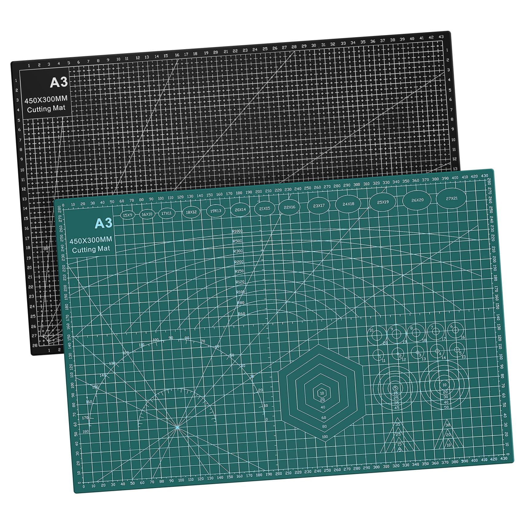 SEWACC 2 Tapetes de Corte para Manualidades, Cuadrícula E Impreso Medidas, Diseño Doble Cara, para Manualidades y Costura