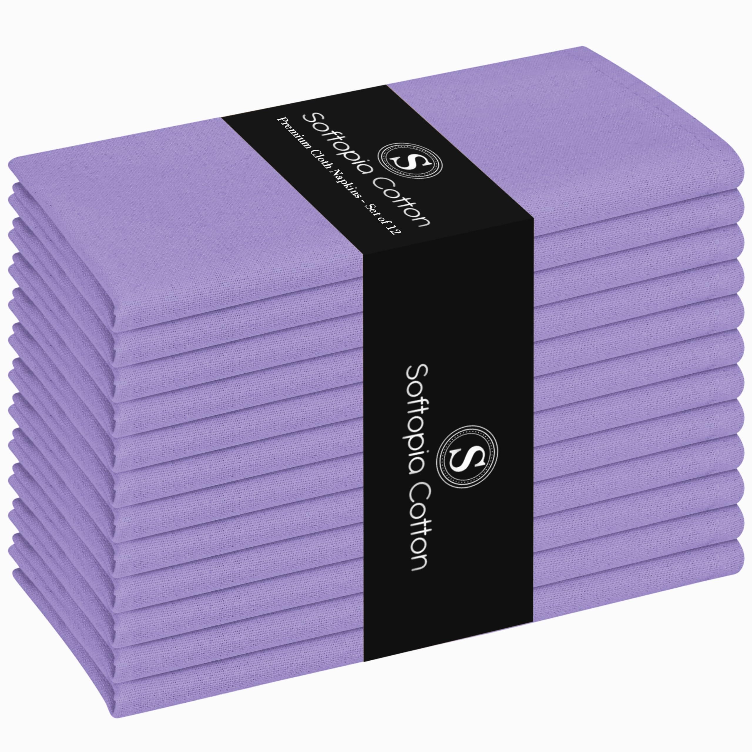 Lavender Cloth Napkins, 12 Pack, 100% Cotton, 17x17 Inches, Premium Quality, Soft Texture, Quick Drying, Great for Spring Holidays, Family Dinners, Baby Showers, Easter - Lavender