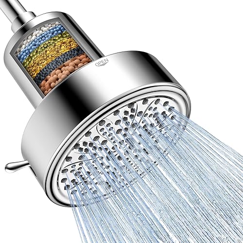 FEELSO Filtered Shower Head, High Pressure 6 Spray Modes Shower Head with Filters for Hard Water Remove Chlorine, Improves Skin & Hair, Rain