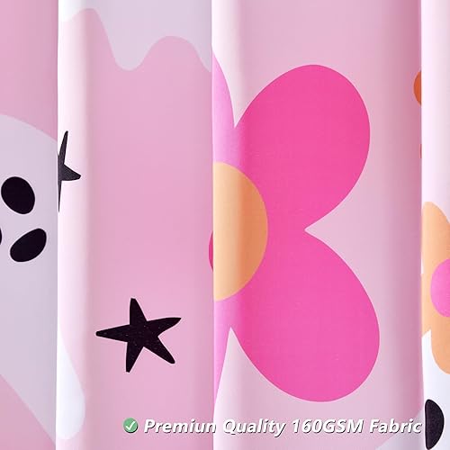 Miniatura 5 de Bonita cortina de ducha de Halloween rosa para baño, decoración estética de Halloween, juego de cortina de ducha con espíritu fantasma floral y