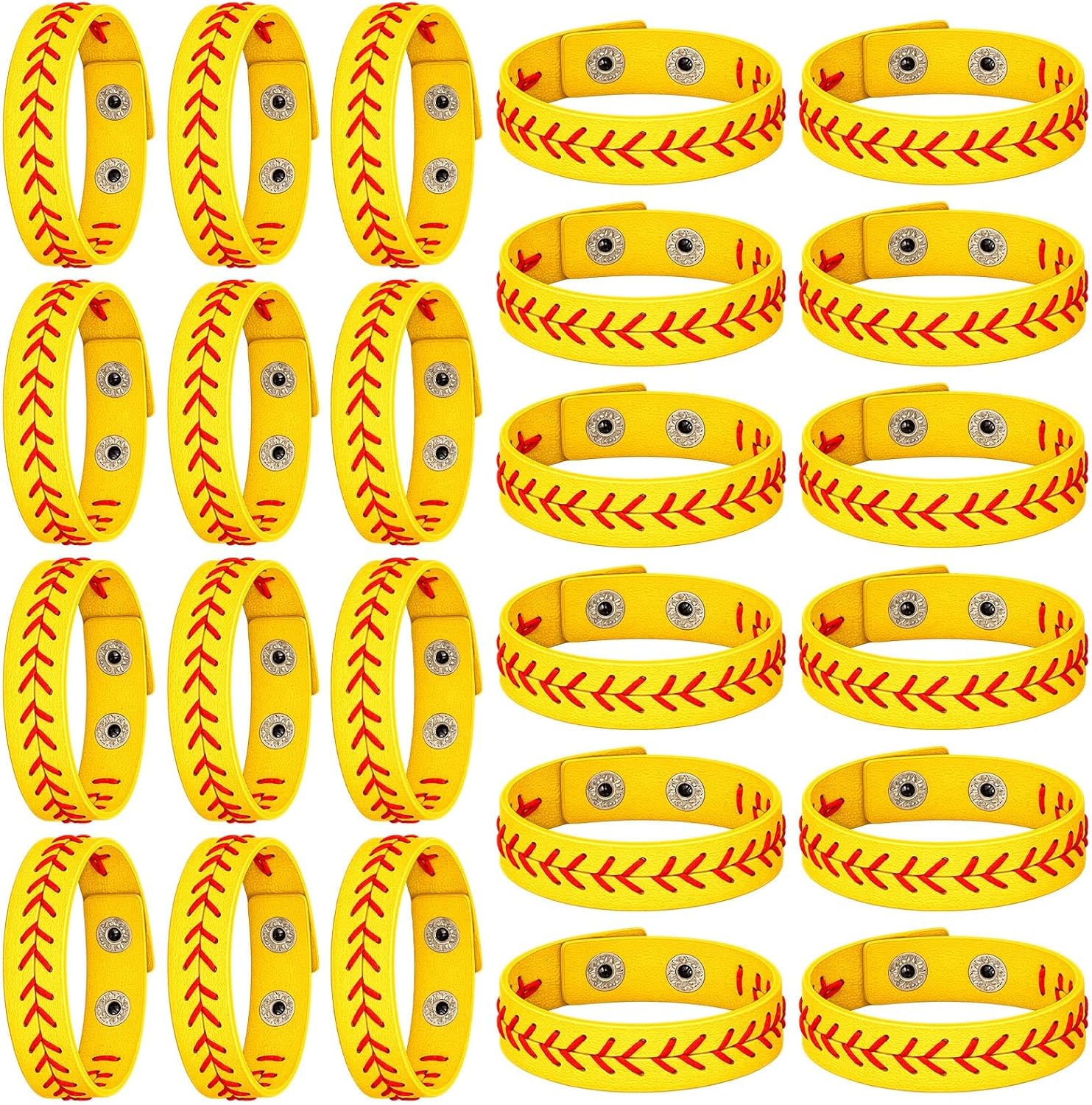 Ecation 30 Pcs Genuine Leather Bracelet Baseball Softball Unisex Wristband for Men Women Ideal Gift for Baseball Softball Players and Sports Teams Men Women