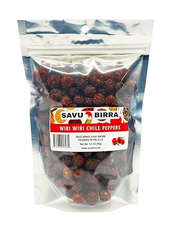 Savu Birra Whole Dried Wiri Wiri Chile Peppers, Caribbean Grown, Sweet and Spicy