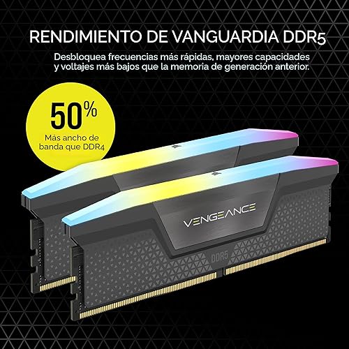 Miniatura 3 de Corsair Vengeance RGB DDR5 64GB (2x32GB) DDR5 6000MHz C40 AMD Optimized Desktop Memory Kit - Iluminación RGB dinámica de diez zonas - Regulación de