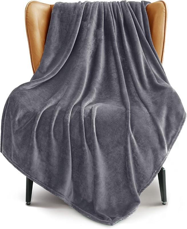 Exclusivo Mezcla Manta de forro polar suave y grande para sofá, gris oscuro | 50x70 pulgadas, franela cepillada de doble cara, manta acogedora de felpa ligera para decoración del hogar, para todas las estaciones, lavable a máquina