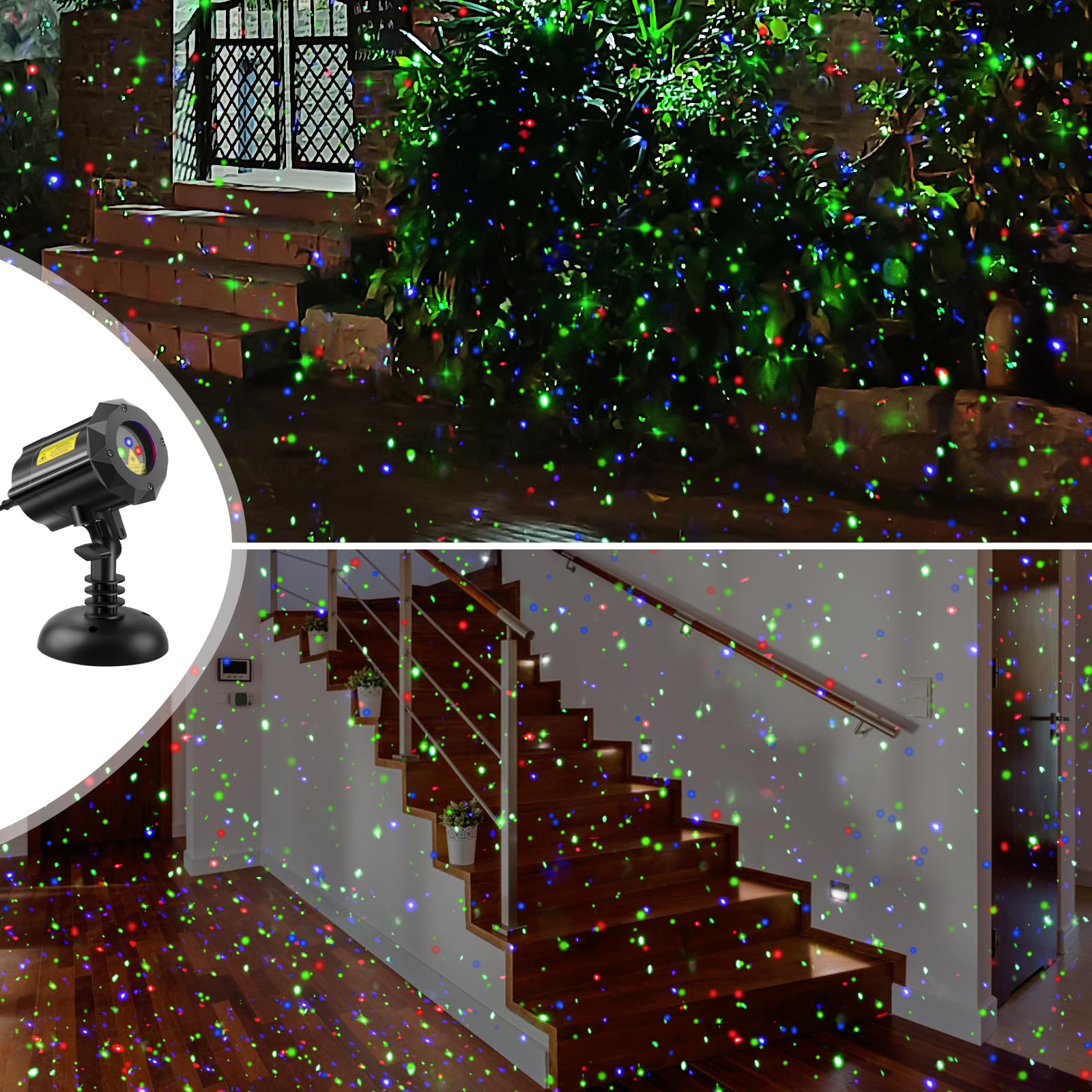 Poeland Garten Lichter Stern Weihnachten Projektor Moving Firefly Beleuchtung LEDs Farbe Blau Grün Rot