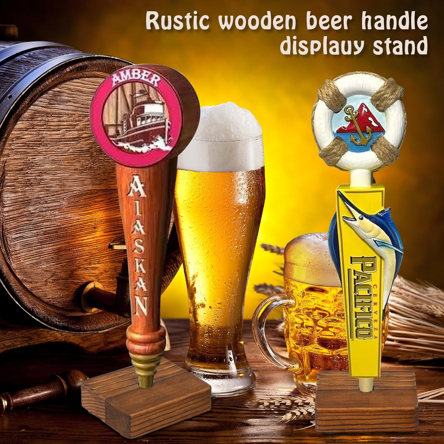 6 Pcs 3x2.5inch Beer Tap Handle Display Wooden Beer Tap Handle Display Keg Tap Handle Display for Beer Lovers Bar Party Home Wedding Brewers Restaurant