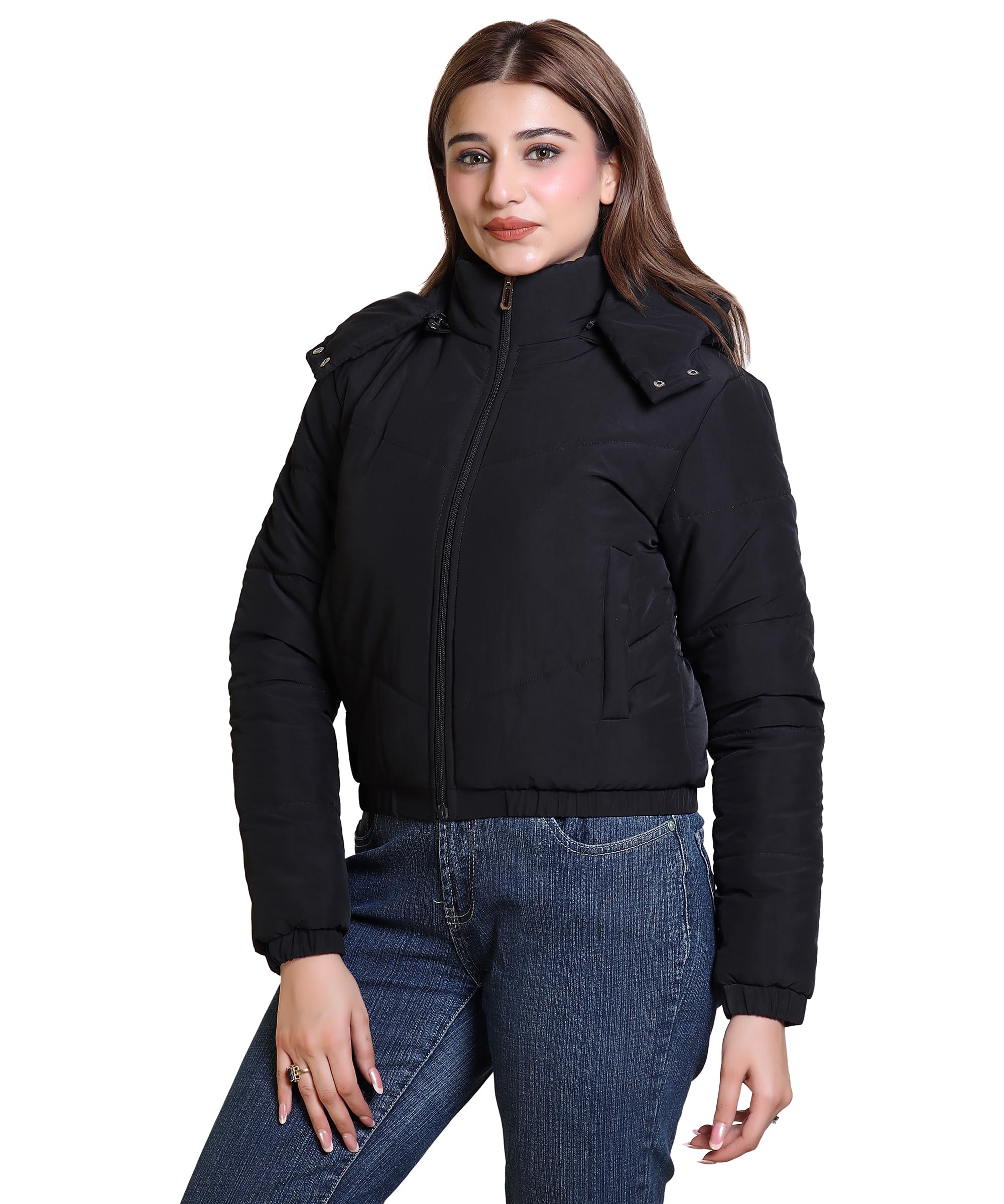 Short Regular Fit Puffer Jacket for Gen Z - Fashionable Hooded Design, Long Sleeves, Latest Trendy Look, Warm Winter Wear Western Stylish Jacket-image-23
