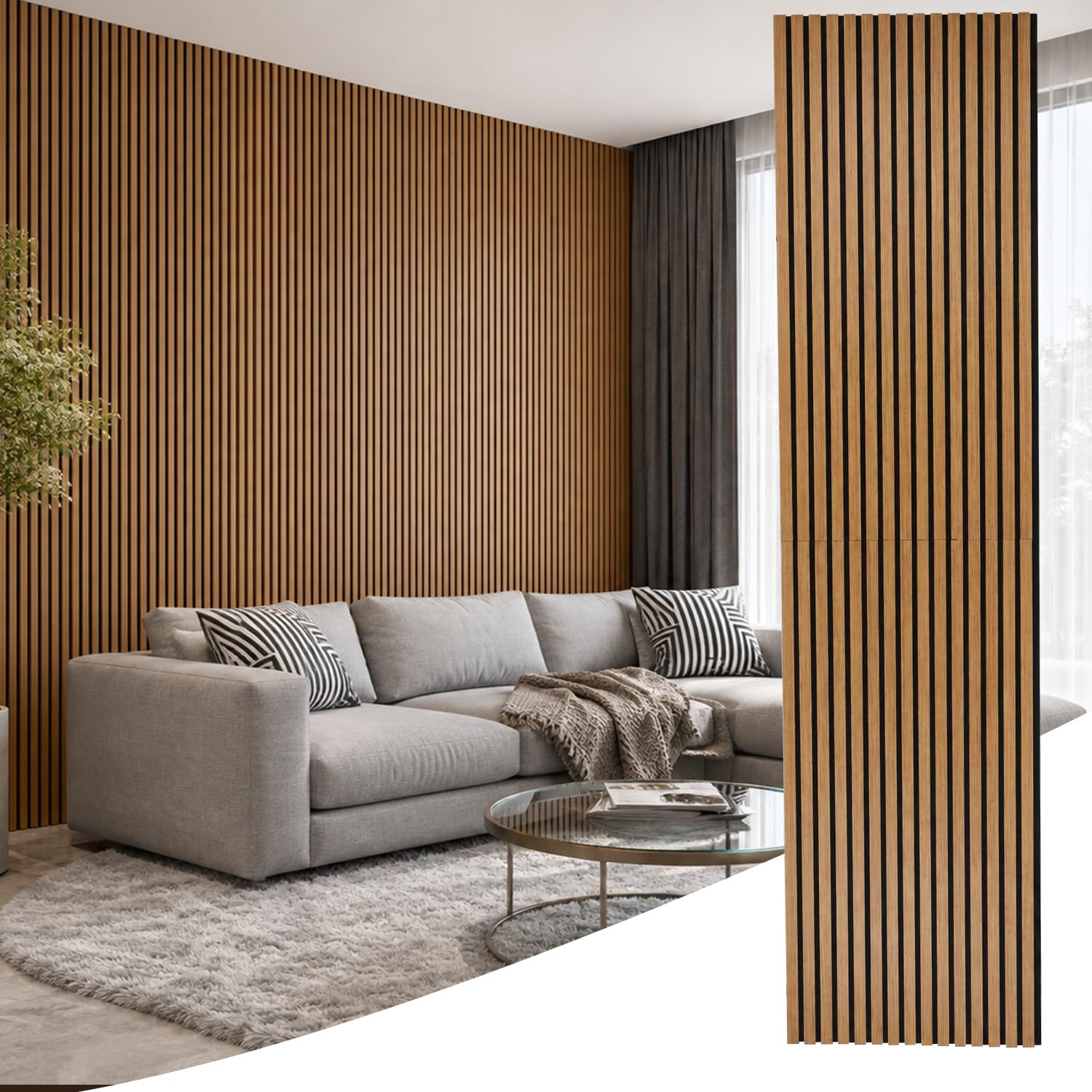 Panele akustyczne o wyglądzie drewna, 240 × 60 × 1,8 cm, składane