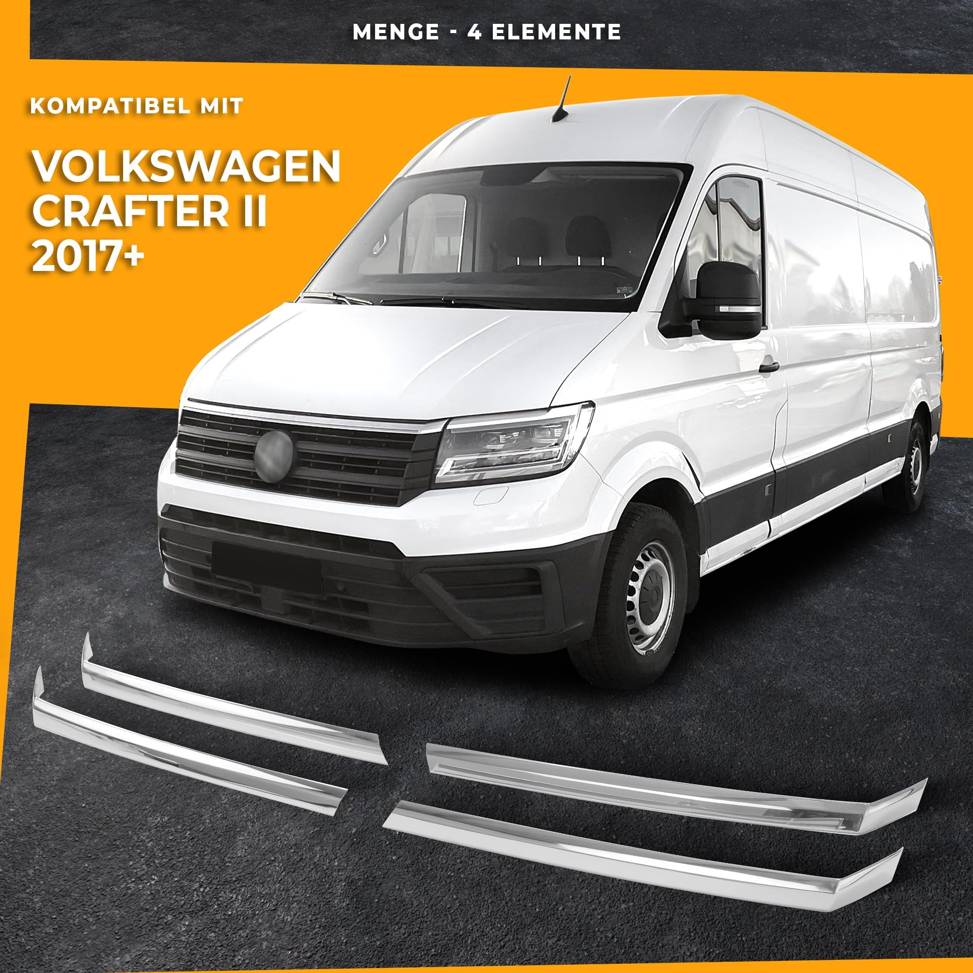 CHROMEMASTER | Kompatibel mit VW Crafter 2017+ | Leisten für Kühlergrill, Zierblenden, Rostfreier Stahl Poliert | Perfekte Passform; Neues, Attraktives Erscheinungsbild des Fahrzeugs