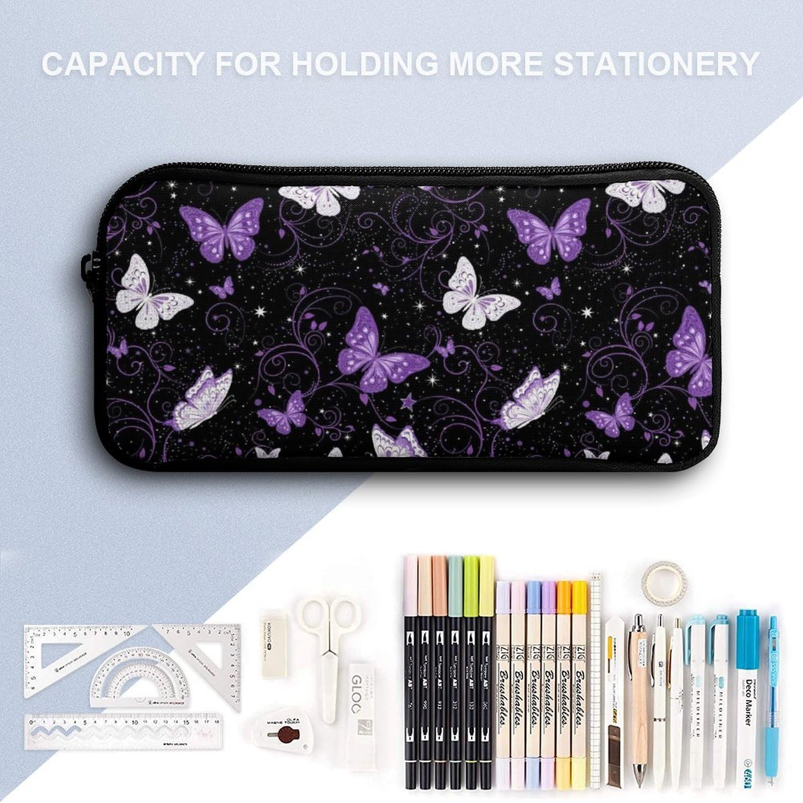 Ensemble sac à dos de voyage avec sac à lunch et trousse de maquillage, violet papillon, boîte et rangement