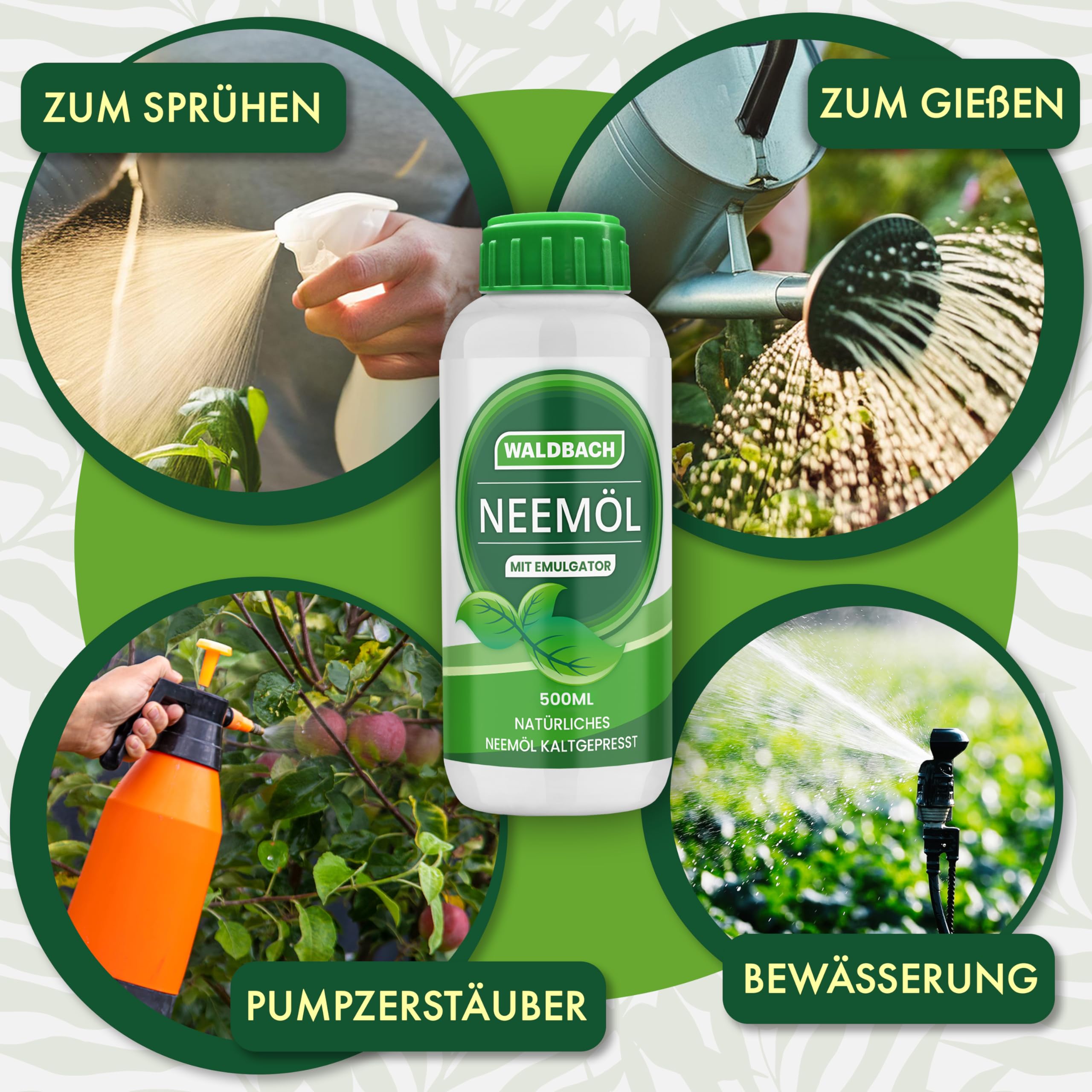 Huile de neem avec émulsifiant [500 ml] – Huile de neem naturelle pour plantes avec flacon pulvérisateur et verre doseur – 50 litres de mélange prêt à pulvériser – Entretien efficace des