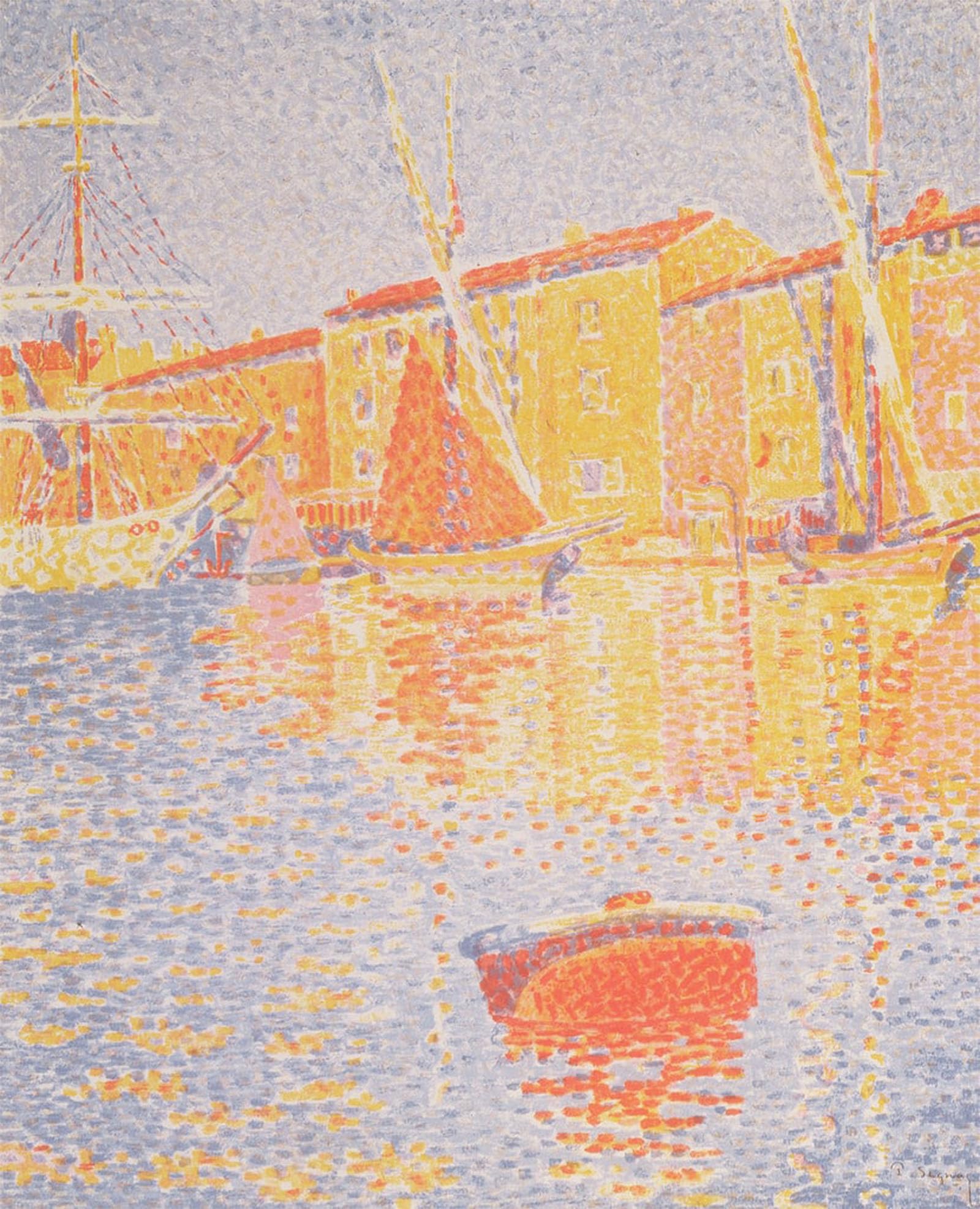 POSTERIIk Famous Modern Artwork Art Mural Buoy Port of St. Tropez by Paul Signac Oil Paintings Pictures for Home Decor 60x90cm