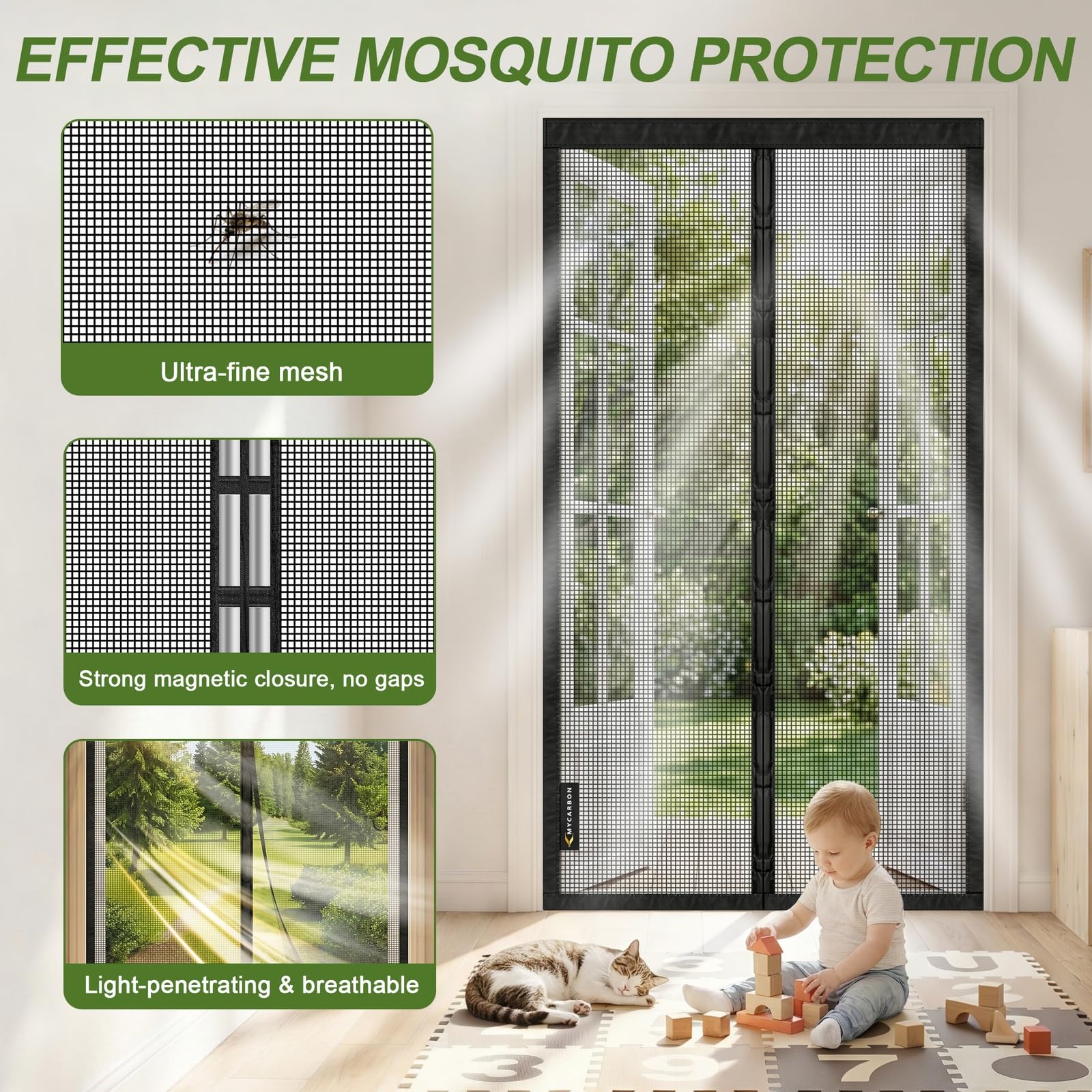 MYCARBON Magnetyczna moskitiera na drzwi 80x220cm